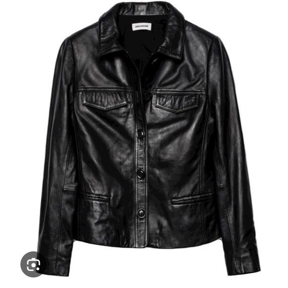 Zadig & Voltaire Liam Perm Leather Jacket Coat Black $698, Sz XS, NWT! - Picture 1 of 7